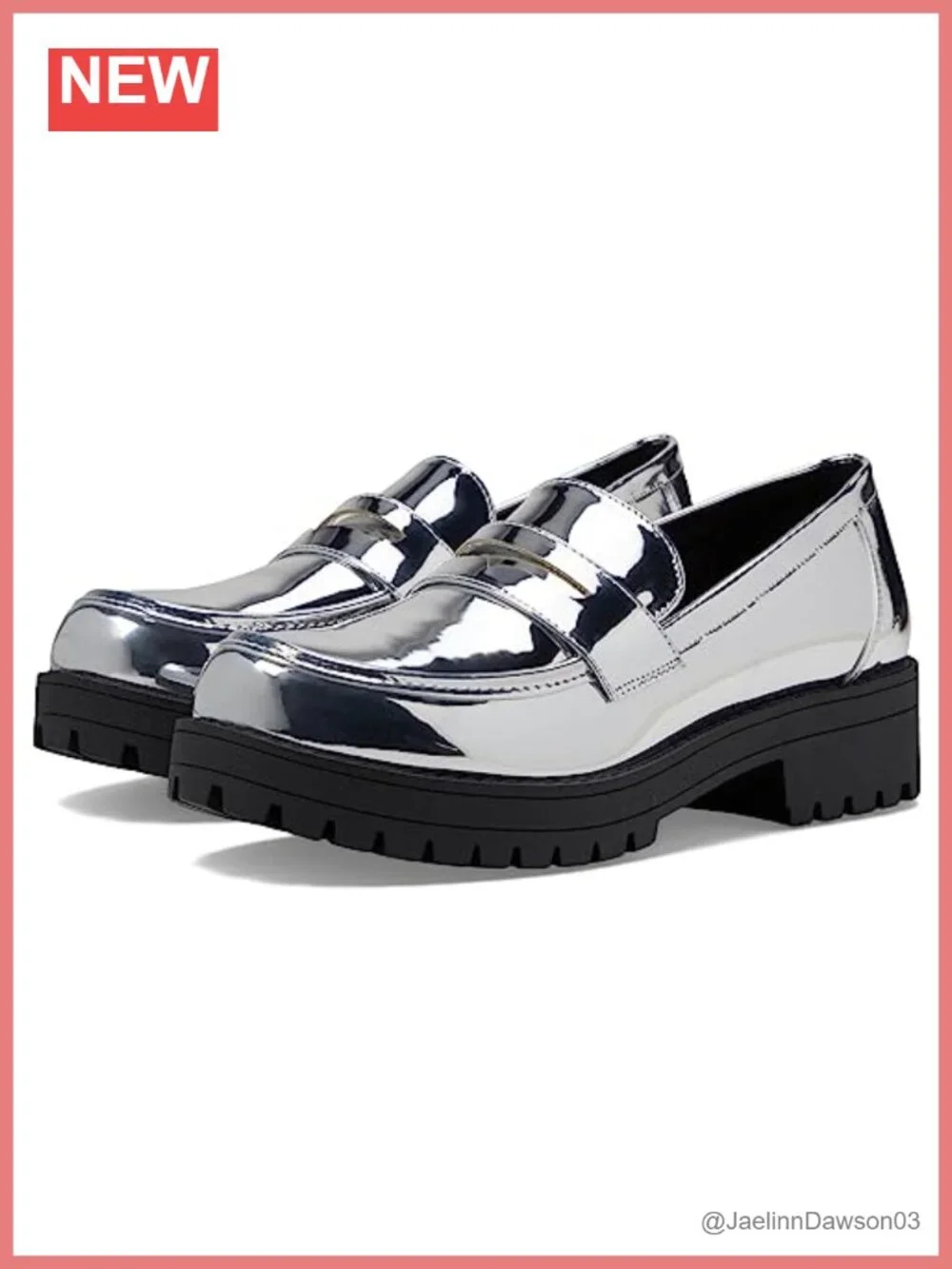 Leather Platform Mocc-On Loafers Low Block Heel Slip Resistant